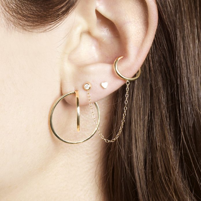 Tiny Diamond Ear Cuff Chain Earring